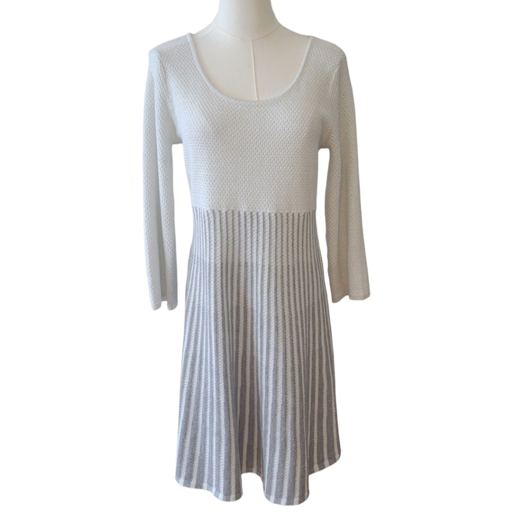 Calvin Klein Silver & Gray Knit Sweater Dress Size Medium